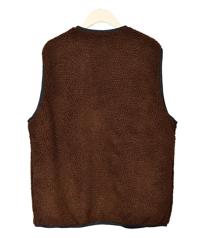 Brown Shearling Vests Mens Winter Outerwear Cozy Waistcoats Casual