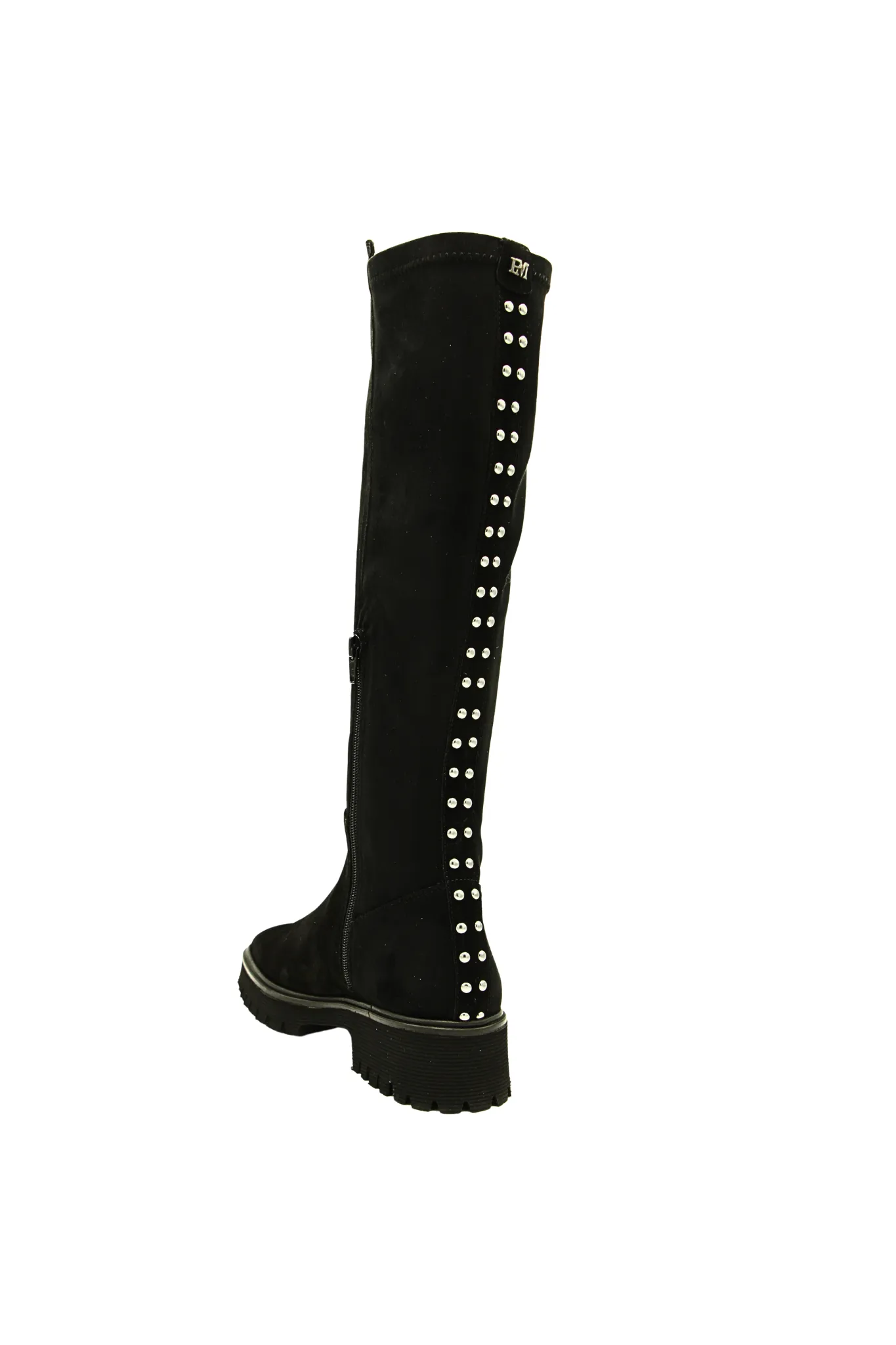 Pedro Miralles Black Suede and Stretch  Knee Boot