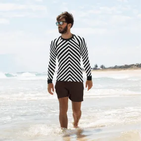 Black & White Chevron Men's Rash Guard