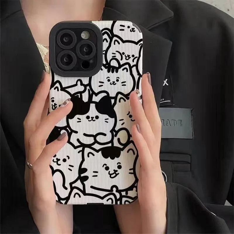 Cute White Funny Cat Phone Case Cover for iPhone 14, 13 Pro Max, 12, 11, X, XS, XR, 8 Plus, 7, 6, Mini