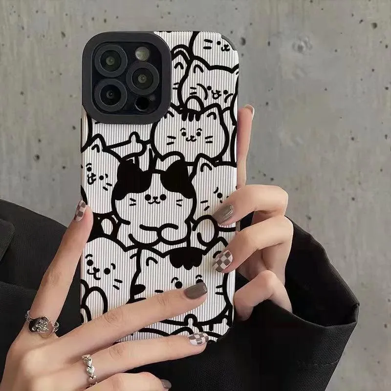 Cute White Funny Cat Phone Case Cover for iPhone 14, 13 Pro Max, 12, 11, X, XS, XR, 8 Plus, 7, 6, Mini