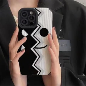 Black & White Funny Expression Cute Phone Case for iPhone 6, 7, 8 Plus, SE 2020, 11, 12 Pro Max, 13, 14, X, XS, XR, XS Max