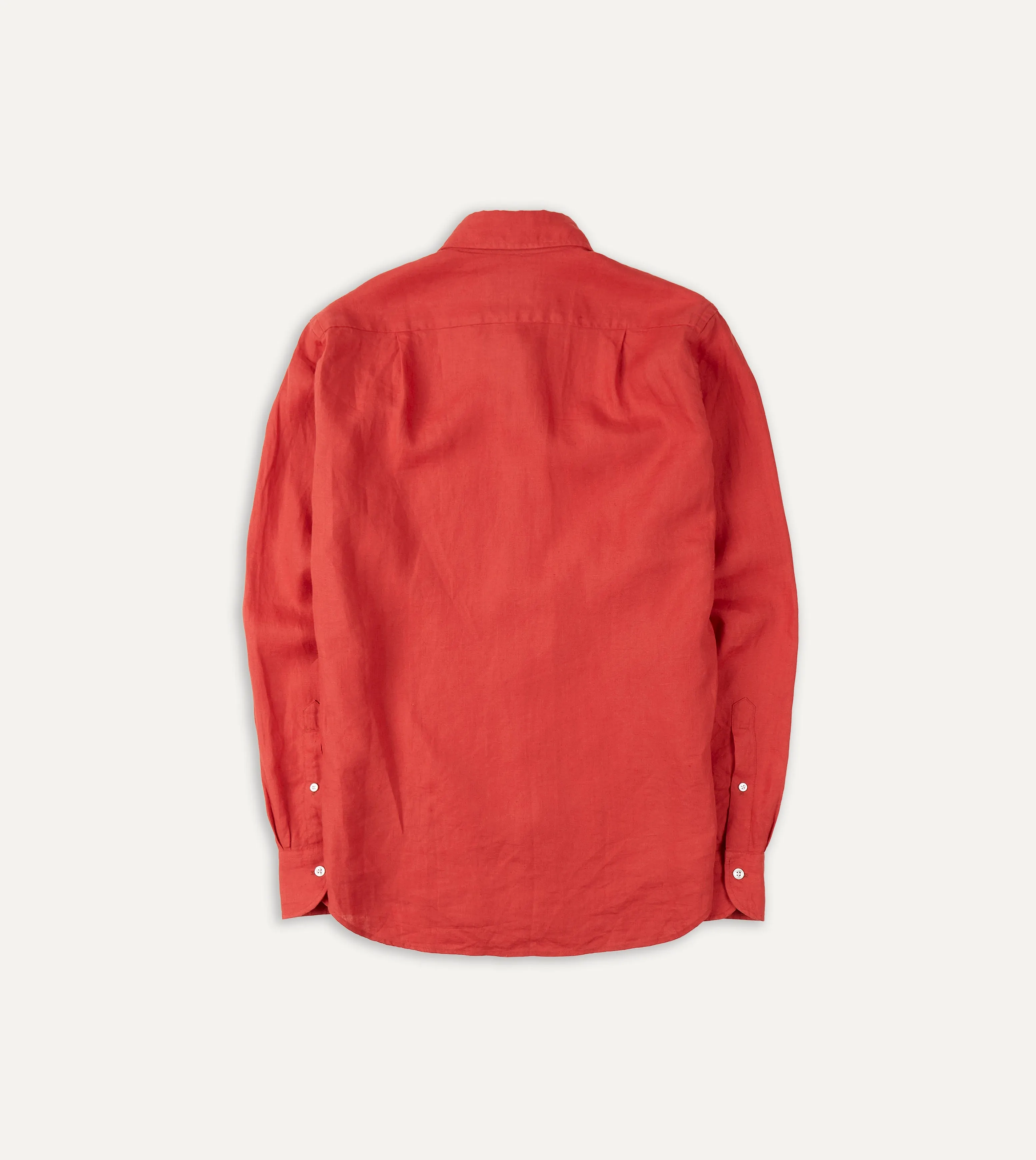 Red Linen Spread Collar Shirt