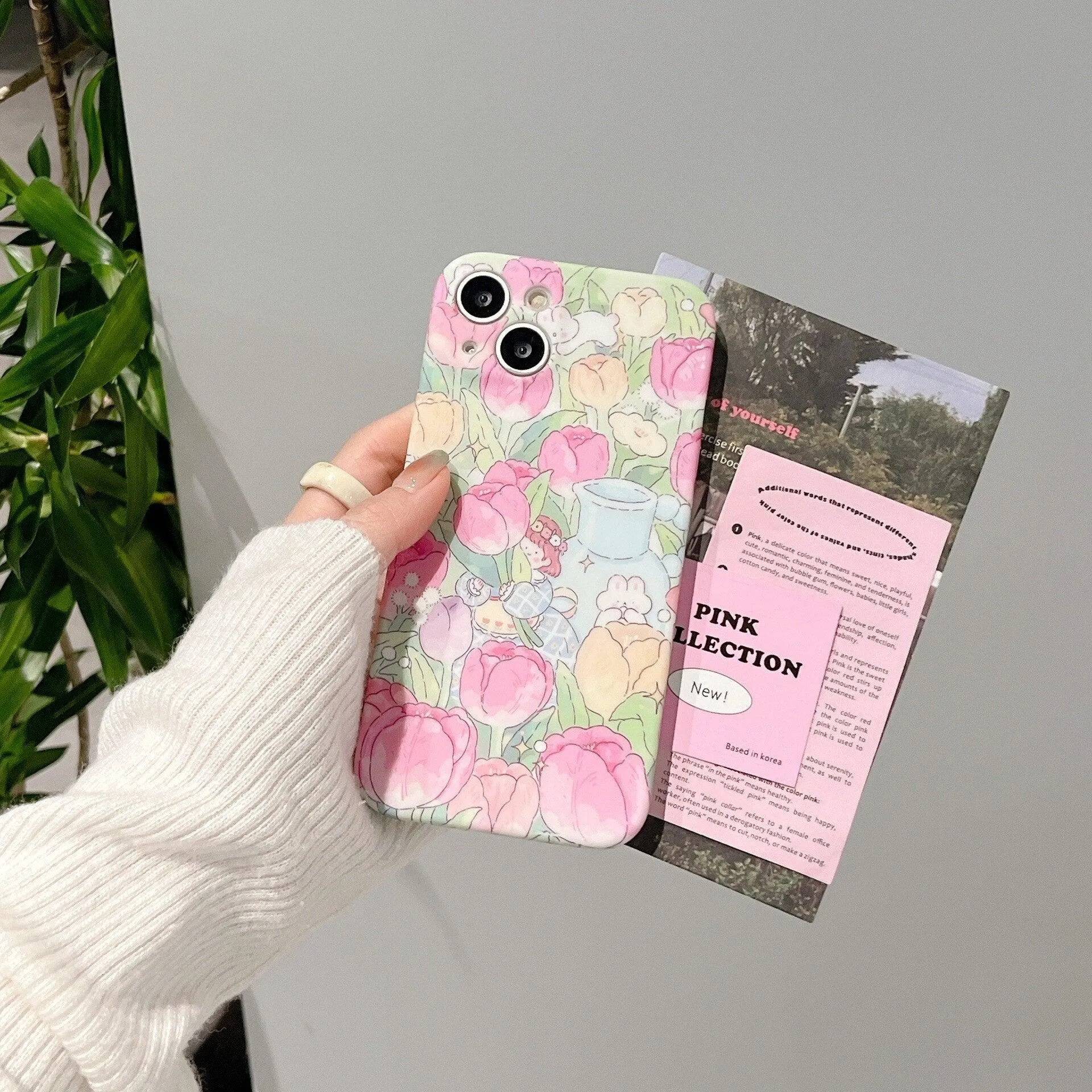 Tulip Garden Flowers Cute Phone Case - For iPhone 14, 13, 12, 11 Pro Max Cover