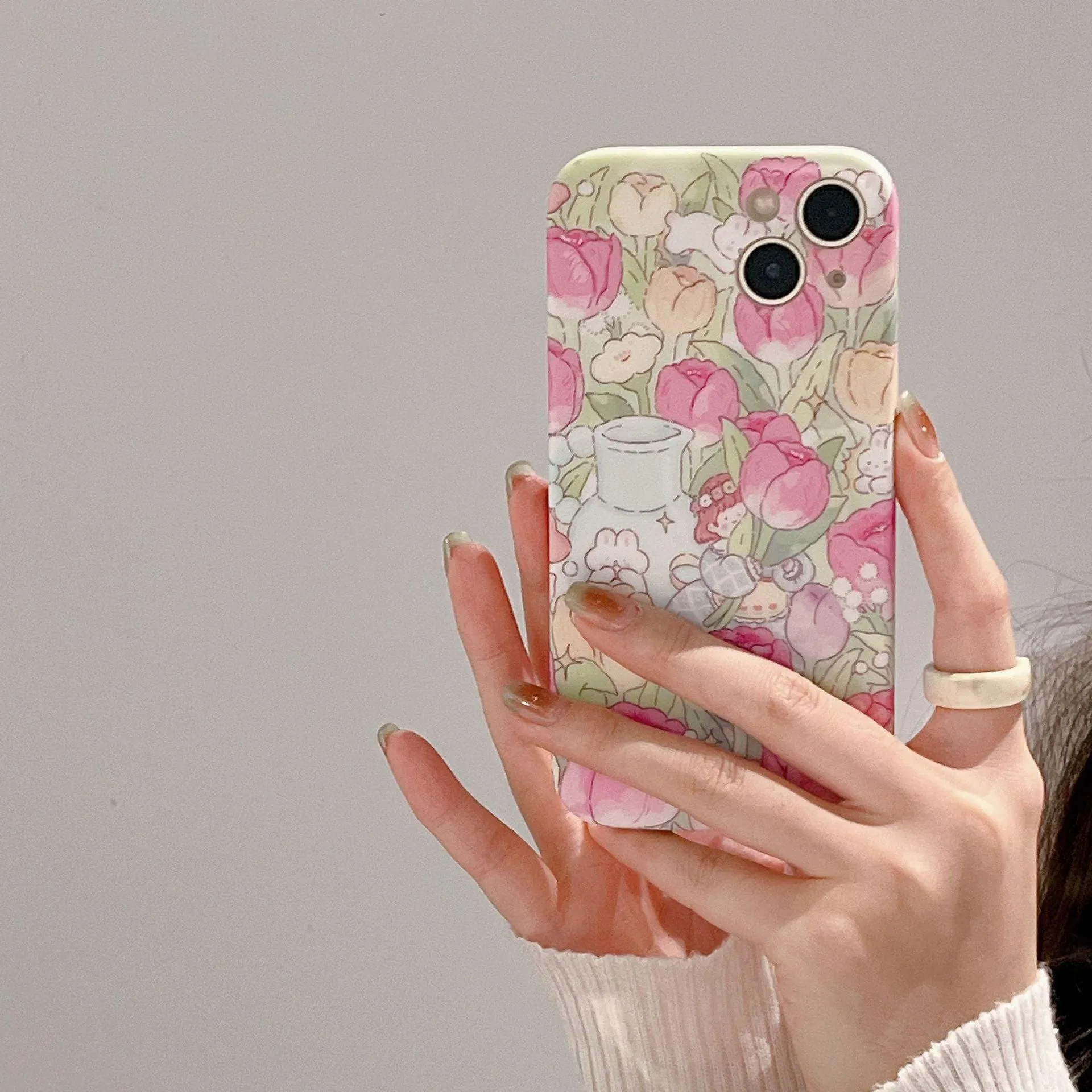 Tulip Garden Flowers Cute Phone Case - For iPhone 14, 13, 12, 11 Pro Max Cover