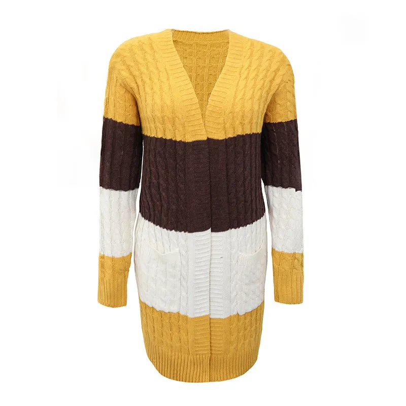 Women's Cardigans Kniting Bicolor Stripes Twist