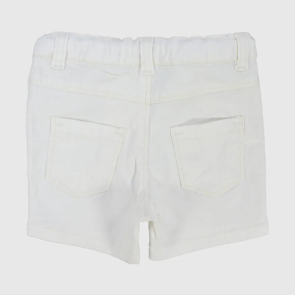 Unisex White Gabardine Shorts