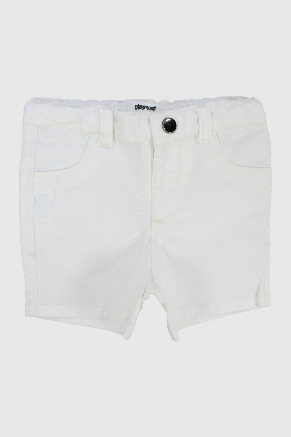 Unisex White Gabardine Shorts