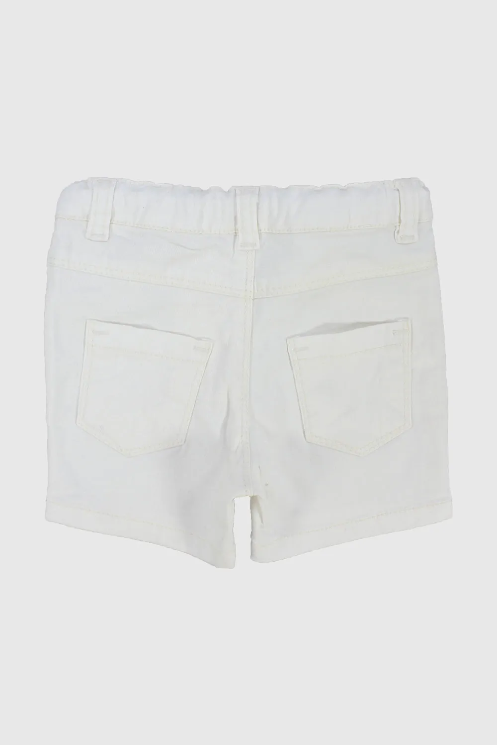 Unisex White Gabardine Shorts