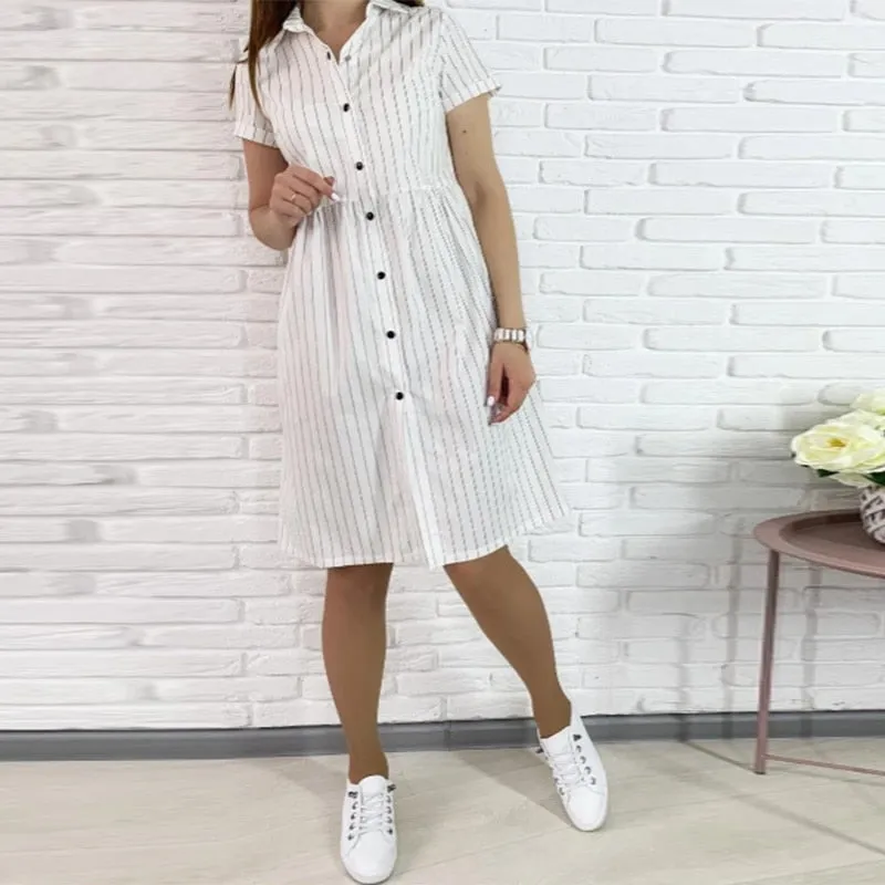 Casual Straight Striped Short Dress