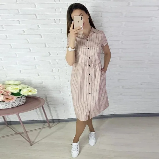 Casual Straight Striped Short Dress