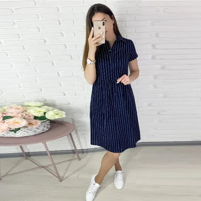 Casual Straight Striped Short Dress