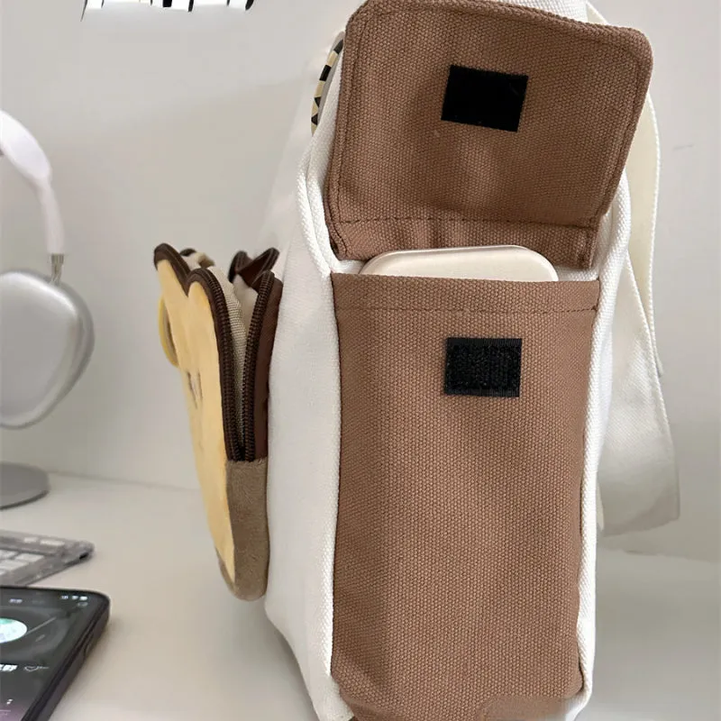 Cute Face White Brown Shoulder Bag ON675