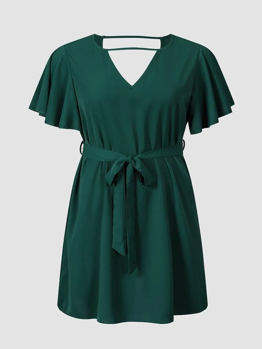 Belted Green Midi Dress