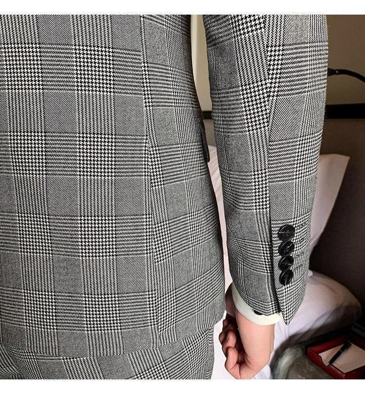 Plaid Double Breasted Three Piece Suit