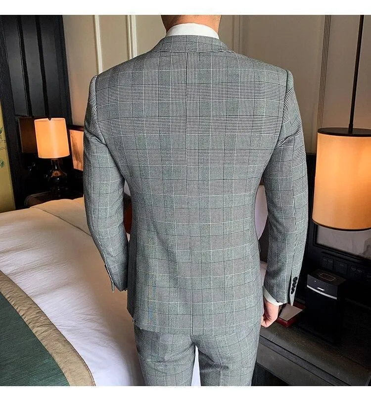 Plaid Double Breasted Three Piece Suit