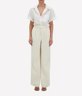 Cady Wide Leg Trouser in Cream