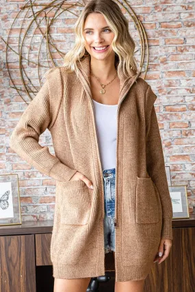 Camel Long Knitted Jacket