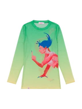 CHARLES JEFFREY - Long Sleeve Tee GREEN OMBRE POWERMESH