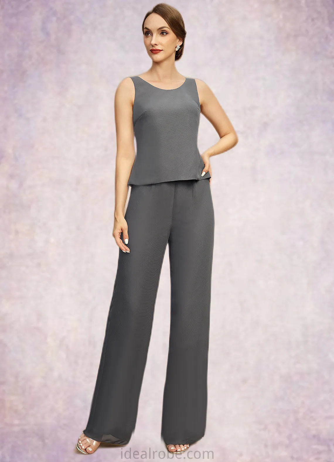 Daniela Jumpsuit/Pantsuit Separates Scoop Floor-Length Chiffon Mother of the Bride Dress STKP0021940