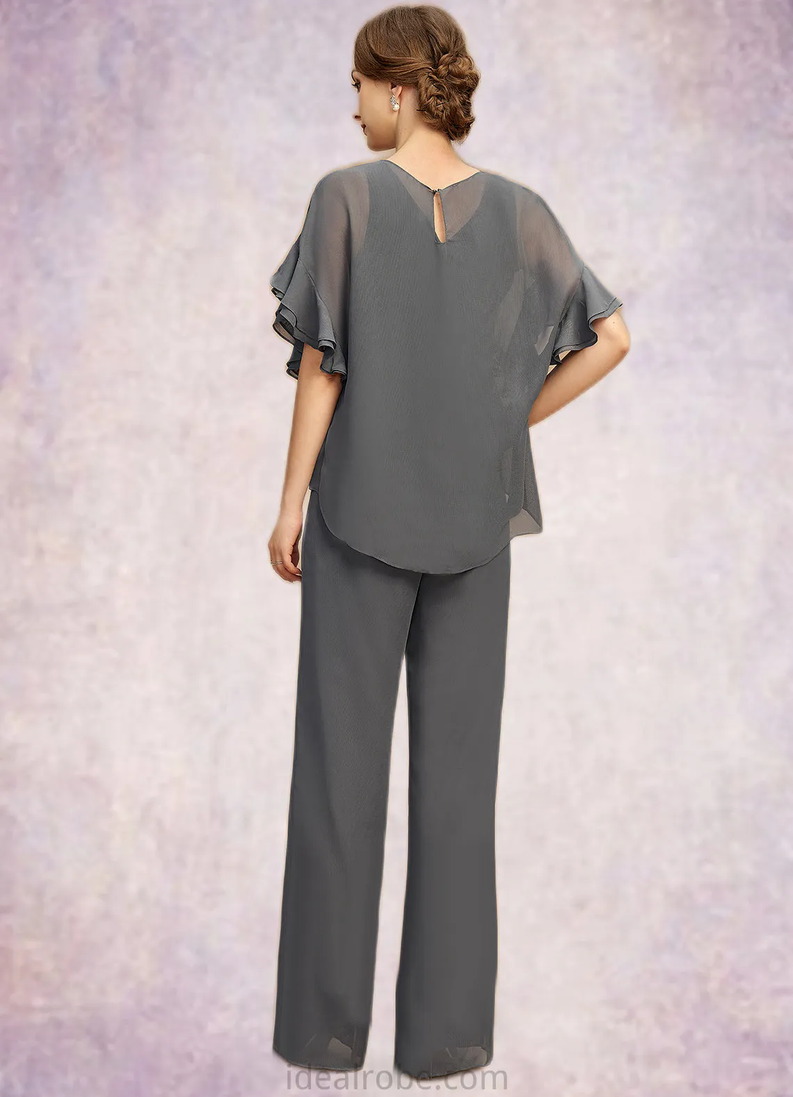 Daniela Jumpsuit/Pantsuit Separates Scoop Floor-Length Chiffon Mother of the Bride Dress STKP0021940