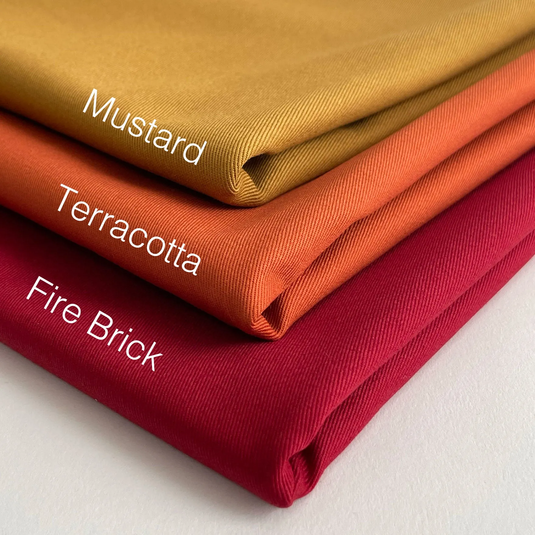 Relaxed Organic Cotton Twill Fabric in Fire Brick Red