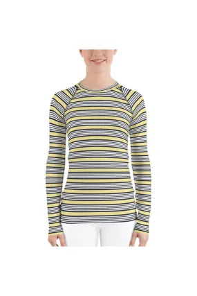 Cream Stripes Women's Rash Guard