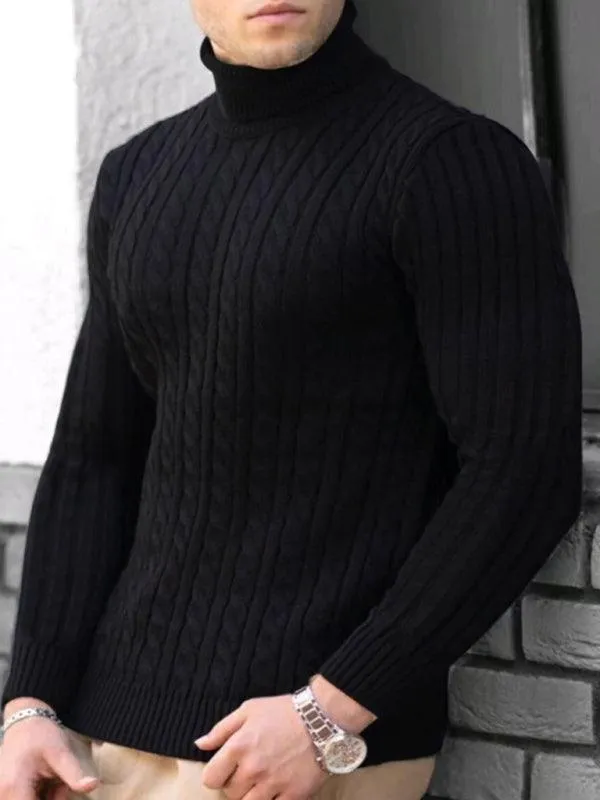 Casual Tight Stretch Men Sweater Turtleneck