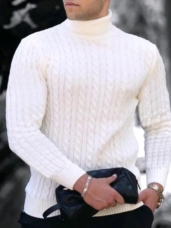 Casual Tight Stretch Men Sweater Turtleneck