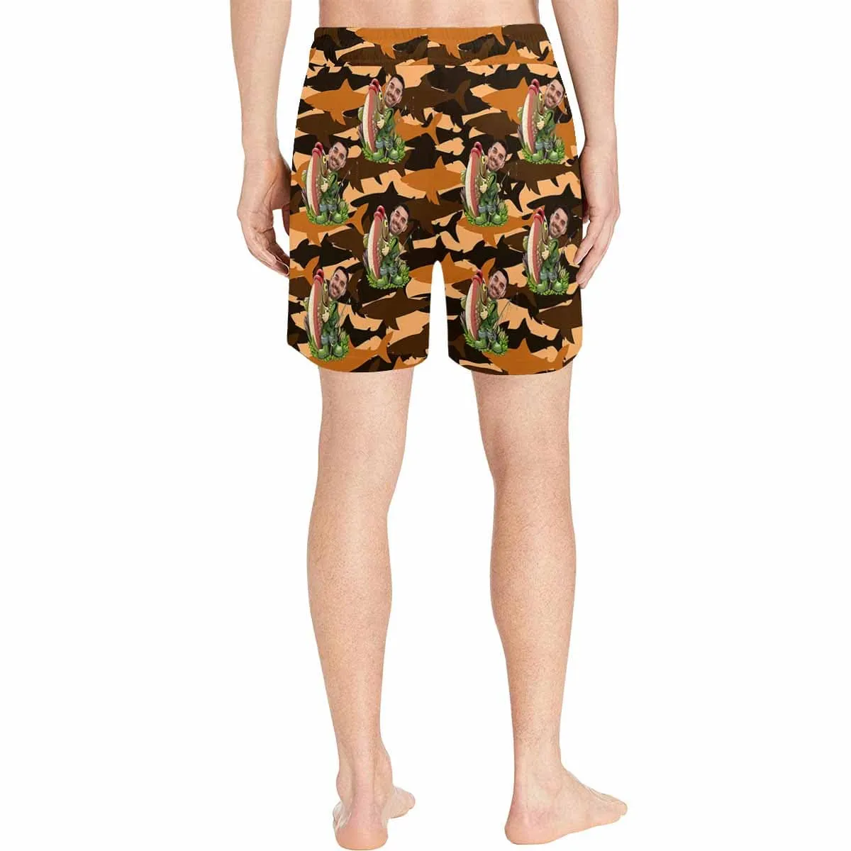 Personalized Swim Trunks with Custom Face Funny Fishing Men's Quick Dry Swim Shorts