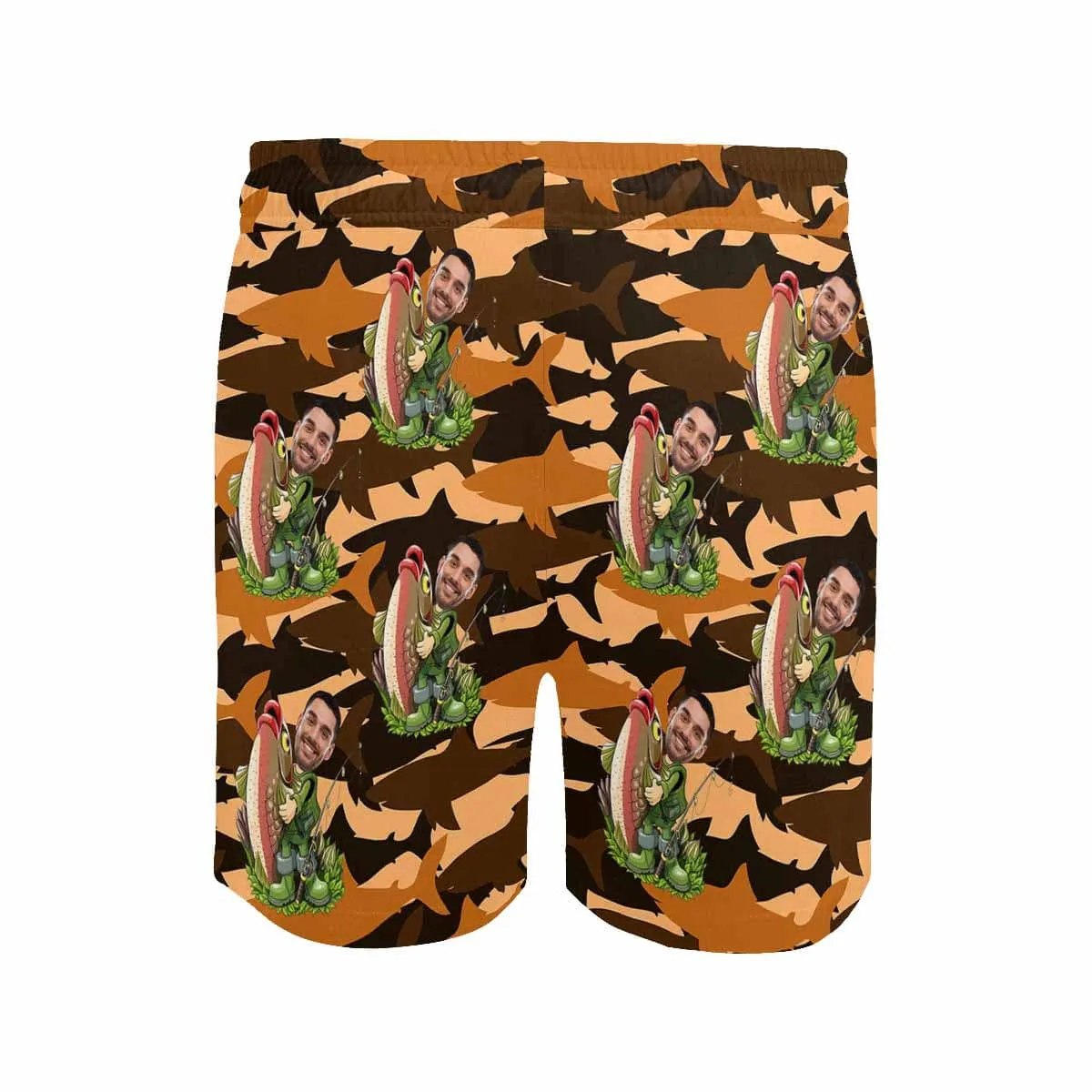 Personalized Swim Trunks with Custom Face Funny Fishing Men's Quick Dry Swim Shorts