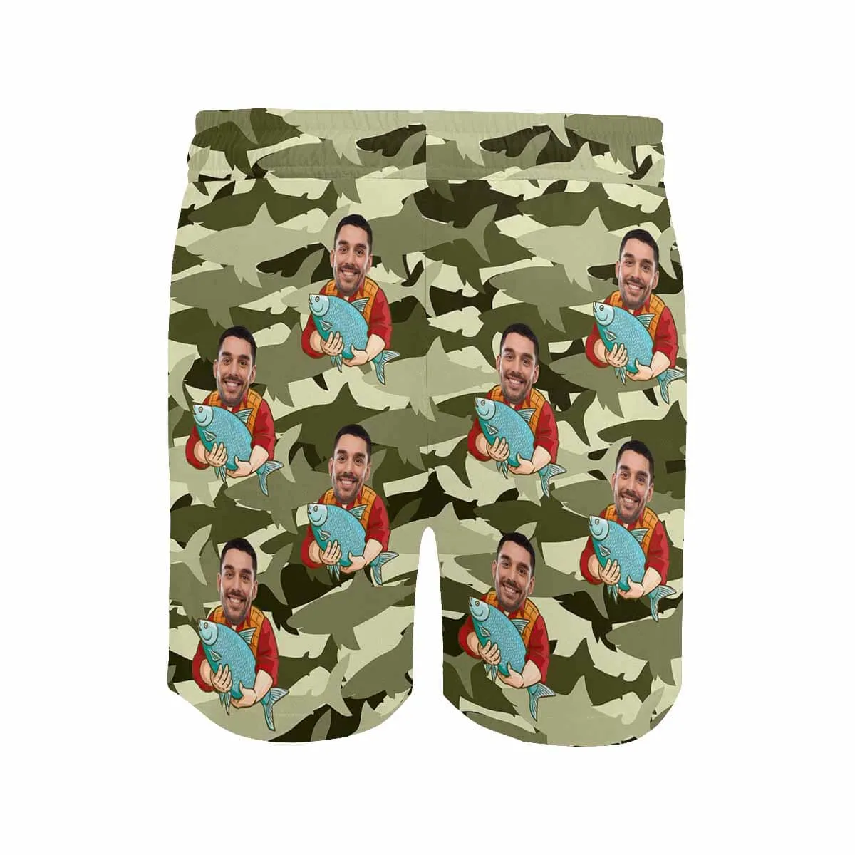 Personalized Swim Trunks with Custom Face Funny Fishing Men's Quick Dry Swim Shorts