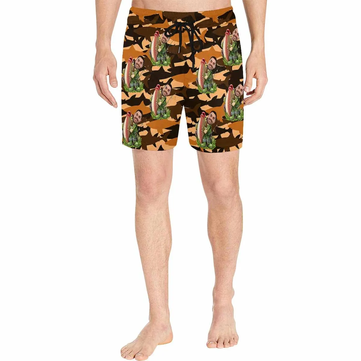 Personalized Swim Trunks with Custom Face Funny Fishing Men's Quick Dry Swim Shorts