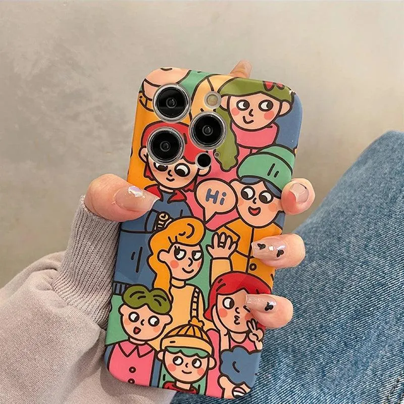 Cute Anime Graffiti Soft Phone Case - Funny Design for iPhone 14, 13 Pro Max, 12, 11, XS, XR, X