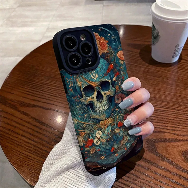 Cute Skeleton Skull Pattern Phone Case for iPhone 15, 14, 13, 12, 11 Pro Max, Mini, X, XS Max, XR, 7, 8 Plus, SE