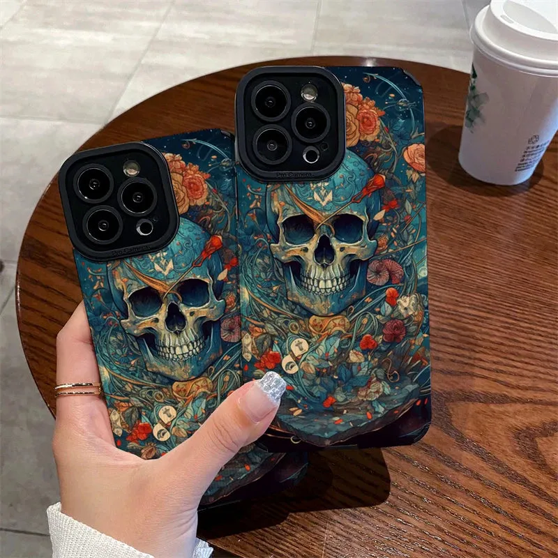 Cute Skeleton Skull Pattern Phone Case for iPhone 15, 14, 13, 12, 11 Pro Max, Mini, X, XS Max, XR, 7, 8 Plus, SE