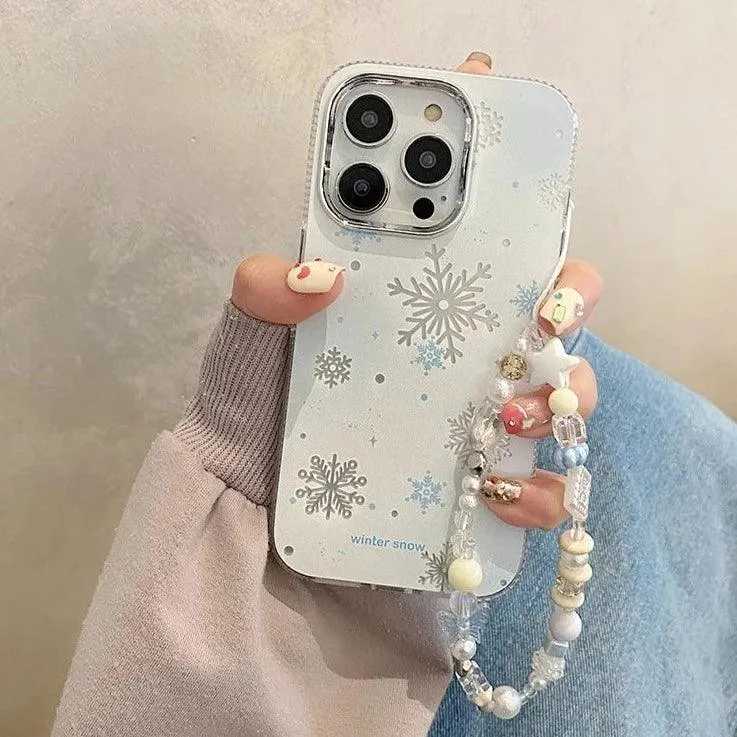 Winter Snow Hard Cute Phone Case for iPhone 15 Pro Max, 14, 13, 11, 12, and 15 Plus