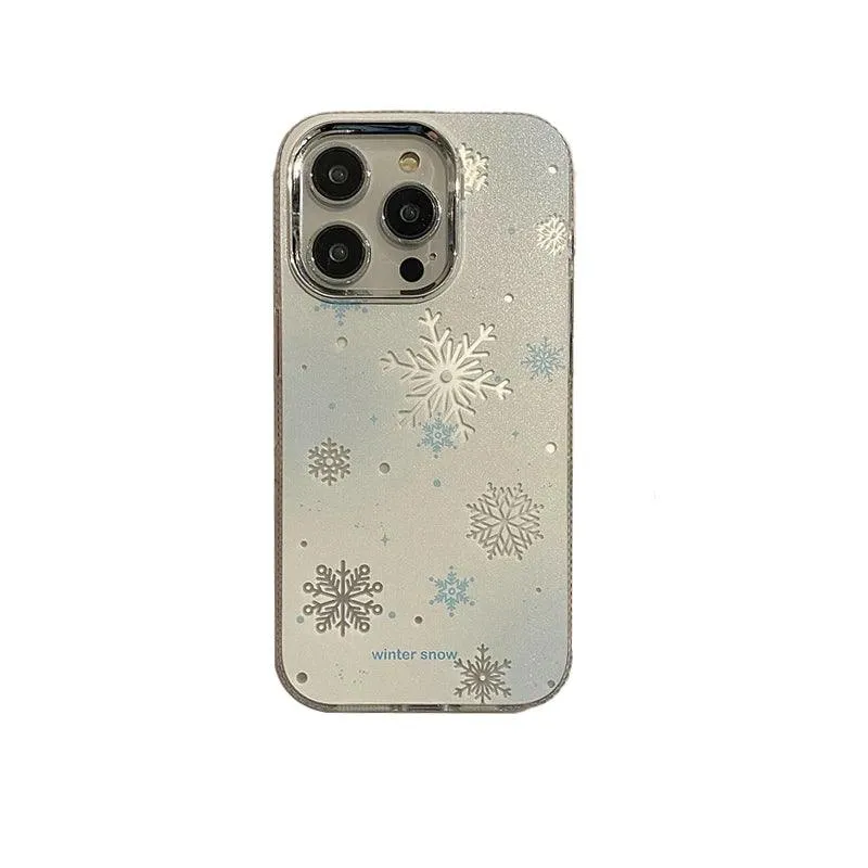 Winter Snow Hard Cute Phone Case for iPhone 15 Pro Max, 14, 13, 11, 12, and 15 Plus