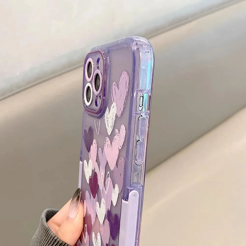 Bunny Purple Cute Phone Cases For iPhone 14 Pro Max 13 11 12 14 Plus - With Holder