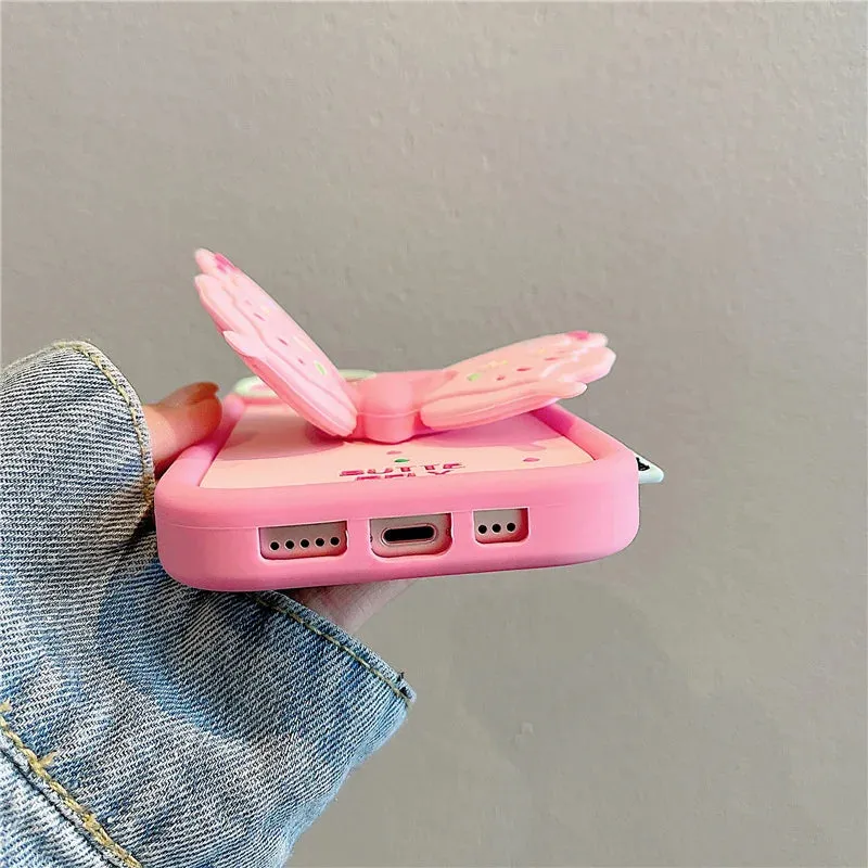 Cute Pink 3D Butterfly Phone Case for iPhone 11, 12, 13, 14, 15 Pro Max