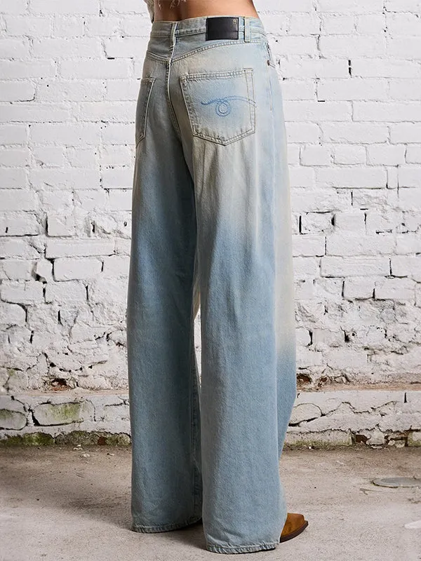 Damon Pleated Wide leg in Lennon Blue