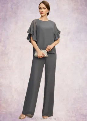 Daniela Jumpsuit/Pantsuit Separates Scoop Floor-Length Chiffon Mother of the Bride Dress STKP0021940