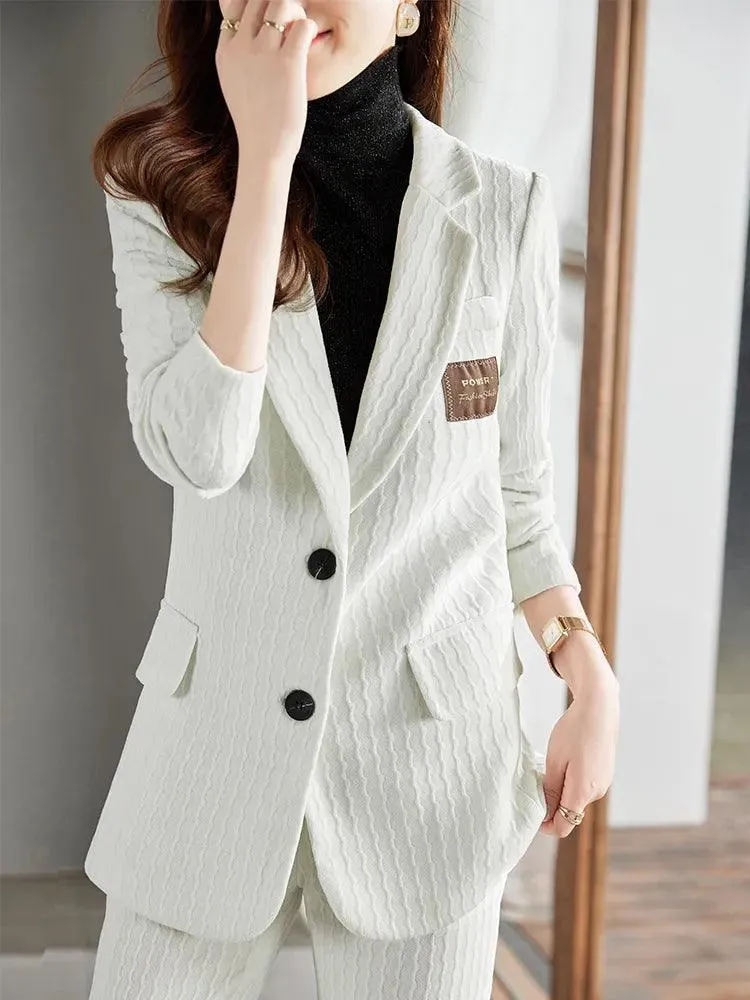 Formal Women Pant Suit with a Chest Badge