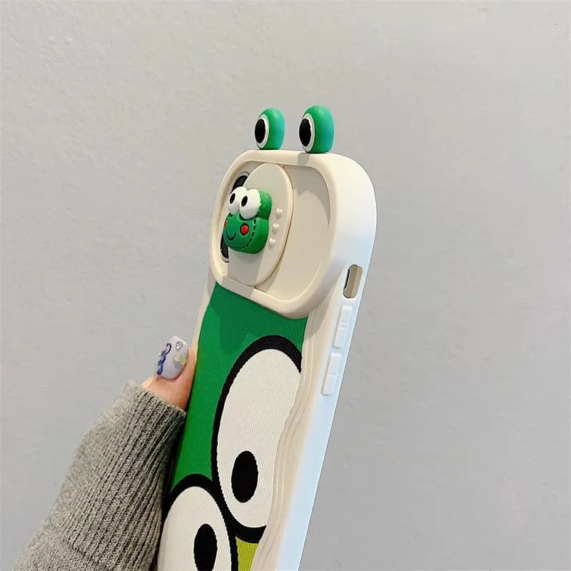 Cute Big Eyes Frog Wave Phone Case for iPhone 15 Pro Max, 14, 13, 11, 12