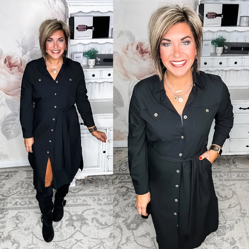 From the Top Button Down Dress - Black