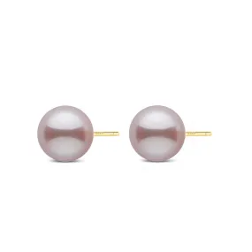 Elegant Freshwater Round Purple Pearl Stud Earrings WE00387