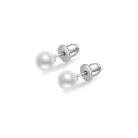 Elegant Freshwater White Round Pearl Stud Earrings WE00127