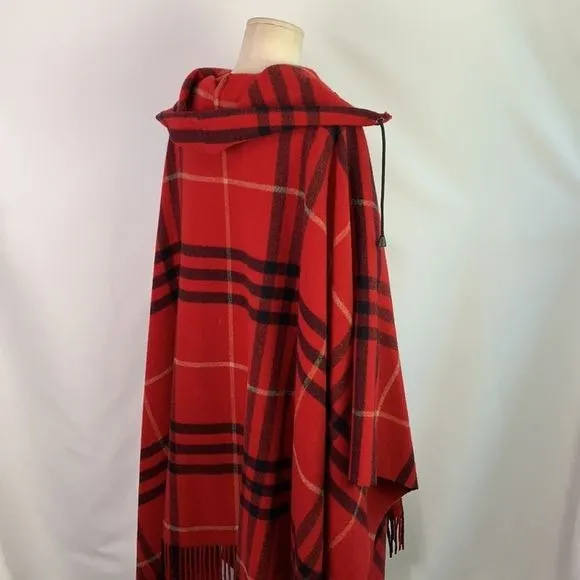 Burberryredplaid lambswool poncho