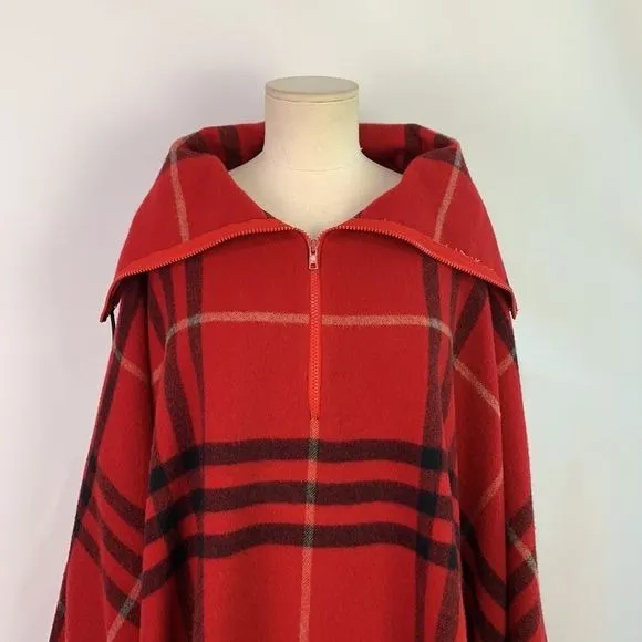 Burberryredplaid lambswool poncho