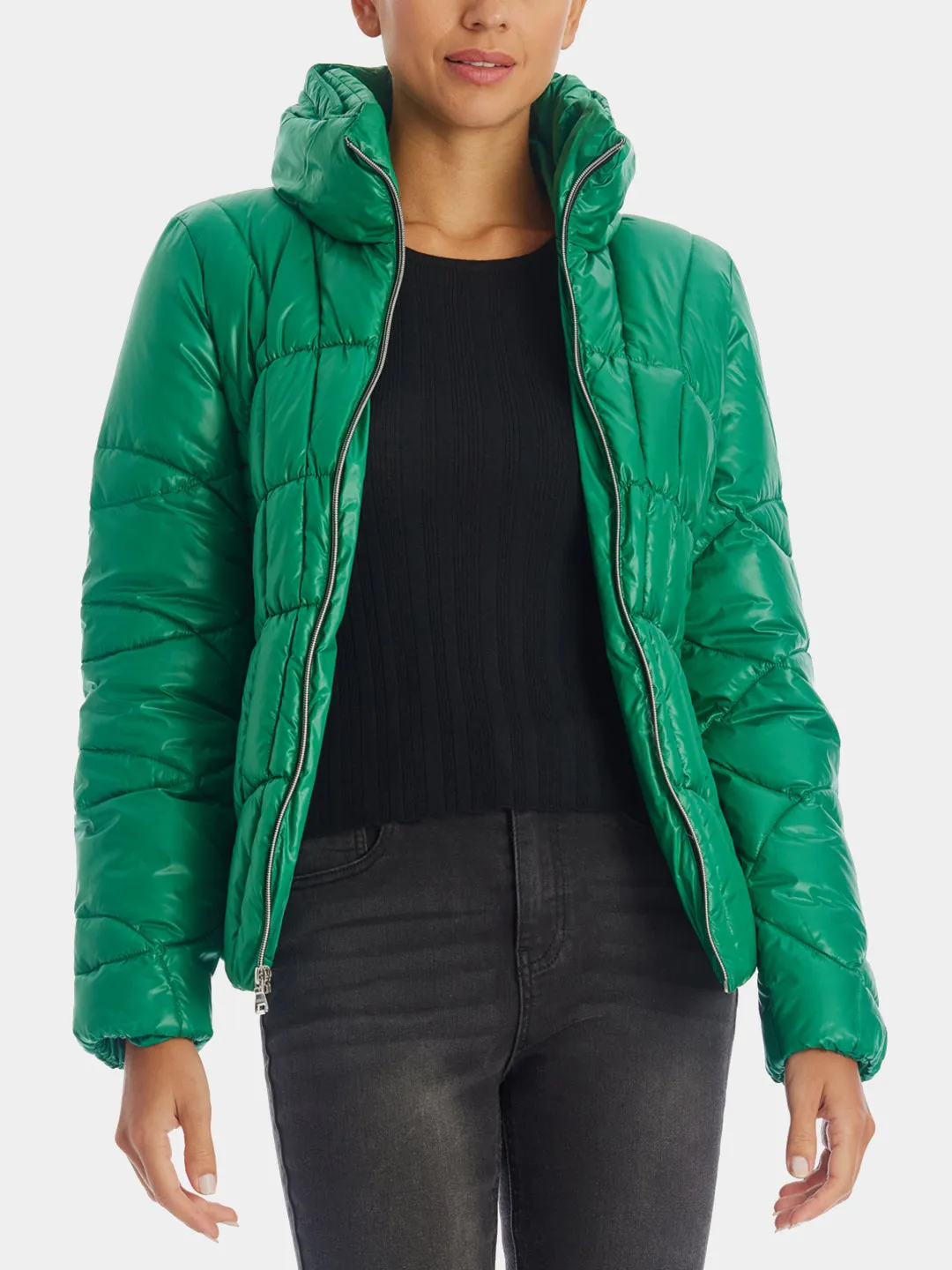 Puff Collar Quilted Puffer Jacket